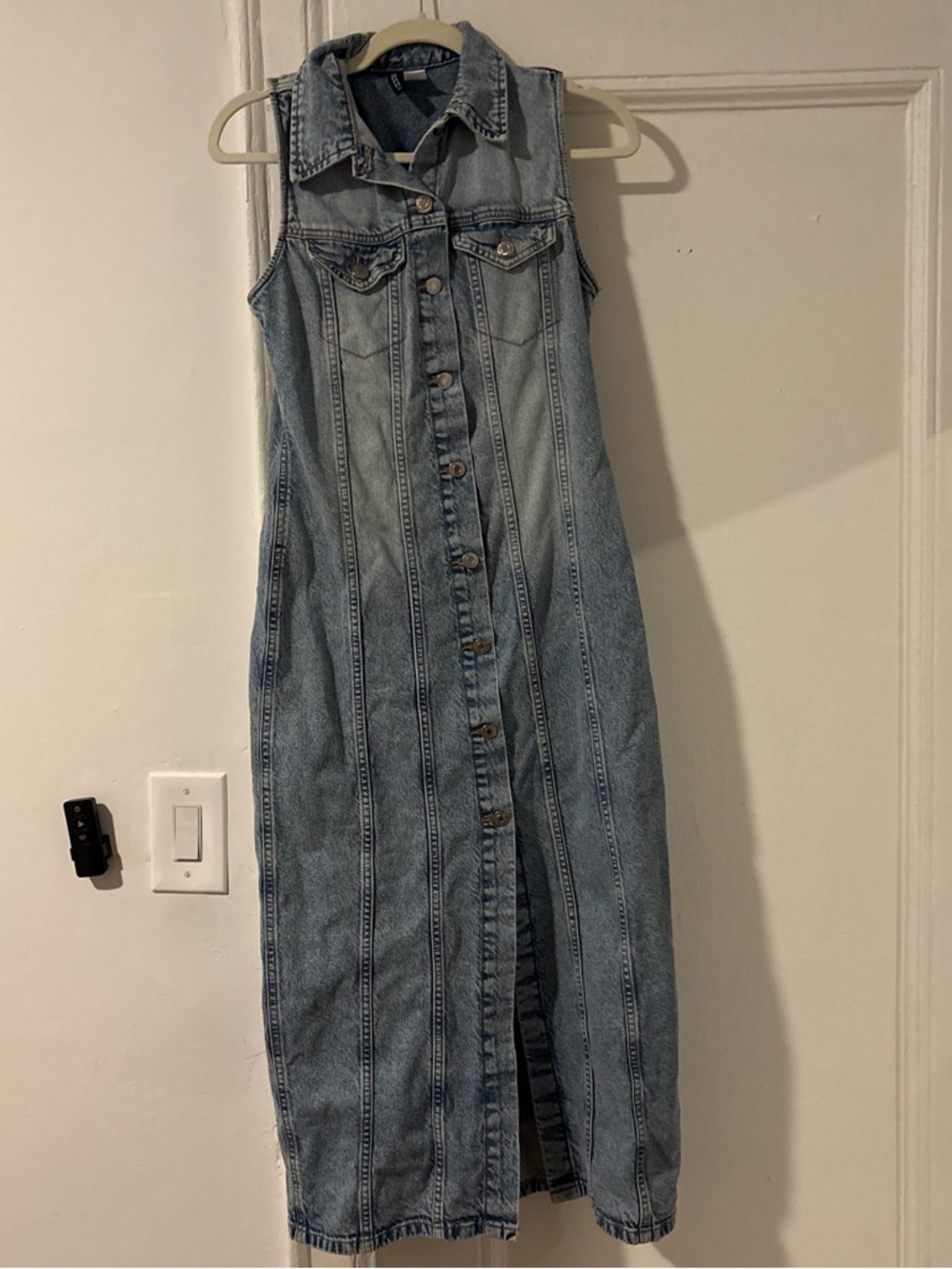 Divided Sleeveless Denim Maxi Dress - Light Blue